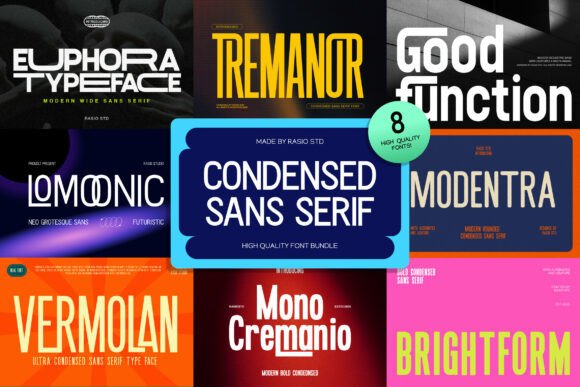 Condensed Sans Serif Bundle for Modern Digital Typefaces