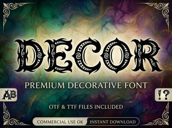 Decor Typeface: Medieval Gothic Display Font for Dark Web Design