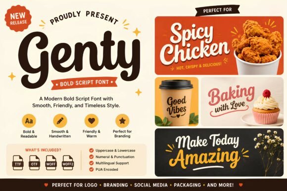 Genty: The Bold Script Handwritten Font for Campaigns That Pop